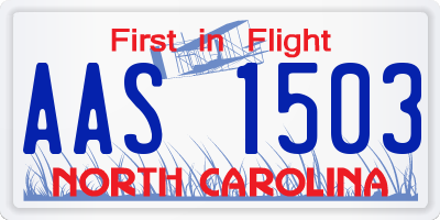 NC license plate AAS1503