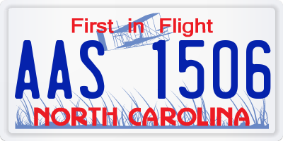 NC license plate AAS1506
