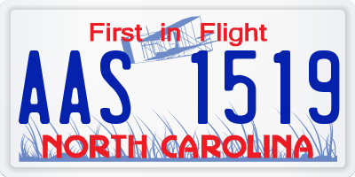 NC license plate AAS1519