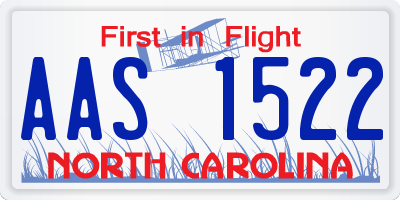 NC license plate AAS1522
