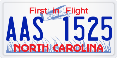 NC license plate AAS1525