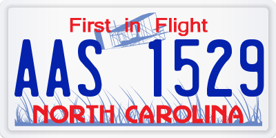 NC license plate AAS1529