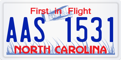 NC license plate AAS1531