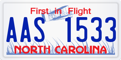 NC license plate AAS1533