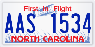 NC license plate AAS1534