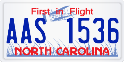 NC license plate AAS1536
