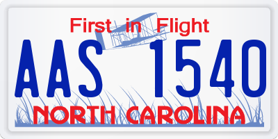 NC license plate AAS1540