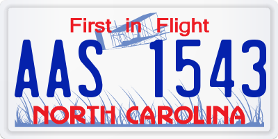 NC license plate AAS1543