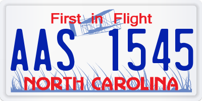 NC license plate AAS1545