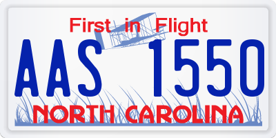 NC license plate AAS1550