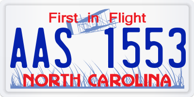 NC license plate AAS1553