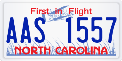 NC license plate AAS1557