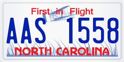 NC license plate AAS1558