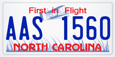 NC license plate AAS1560