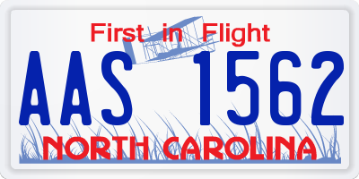 NC license plate AAS1562