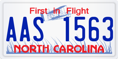 NC license plate AAS1563