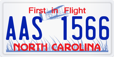 NC license plate AAS1566