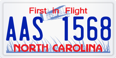 NC license plate AAS1568