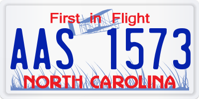 NC license plate AAS1573