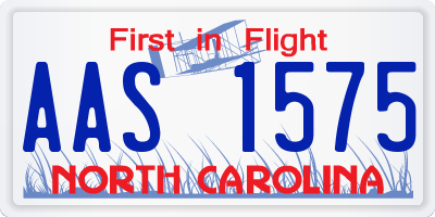 NC license plate AAS1575
