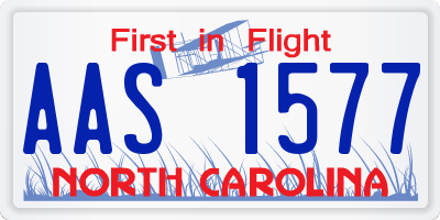 NC license plate AAS1577