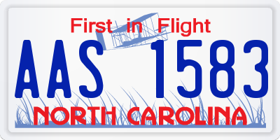NC license plate AAS1583