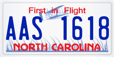 NC license plate AAS1618