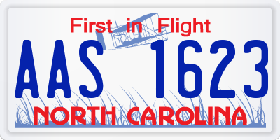 NC license plate AAS1623