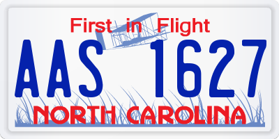 NC license plate AAS1627