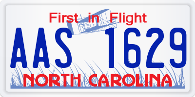 NC license plate AAS1629
