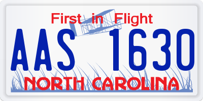 NC license plate AAS1630