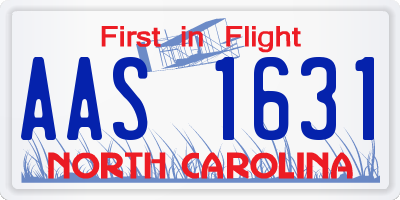 NC license plate AAS1631