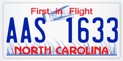 NC license plate AAS1633