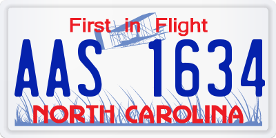 NC license plate AAS1634