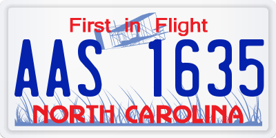 NC license plate AAS1635