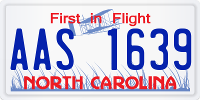 NC license plate AAS1639