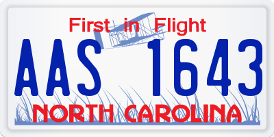 NC license plate AAS1643