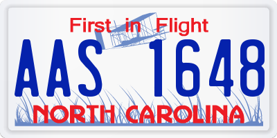 NC license plate AAS1648