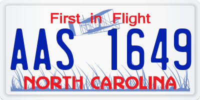 NC license plate AAS1649