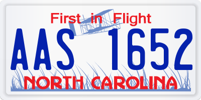 NC license plate AAS1652