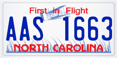 NC license plate AAS1663