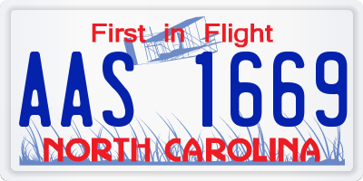 NC license plate AAS1669