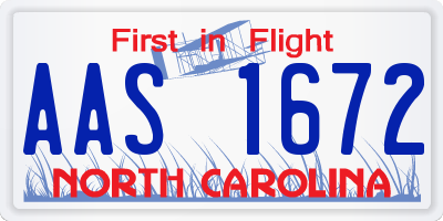 NC license plate AAS1672
