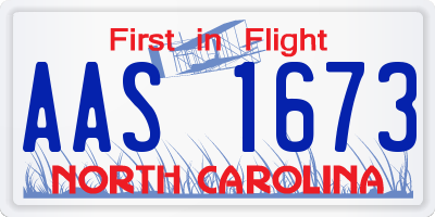 NC license plate AAS1673