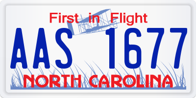 NC license plate AAS1677