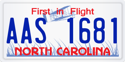 NC license plate AAS1681