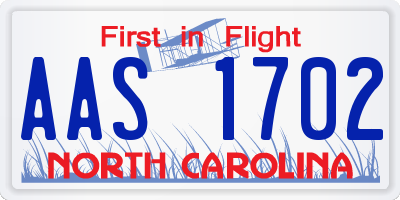 NC license plate AAS1702