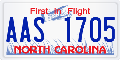 NC license plate AAS1705