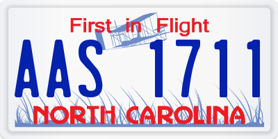NC license plate AAS1711