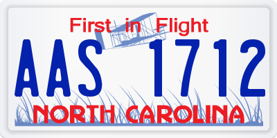 NC license plate AAS1712